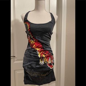 Ed Hardy Bodycon Tiger dress Grey Black